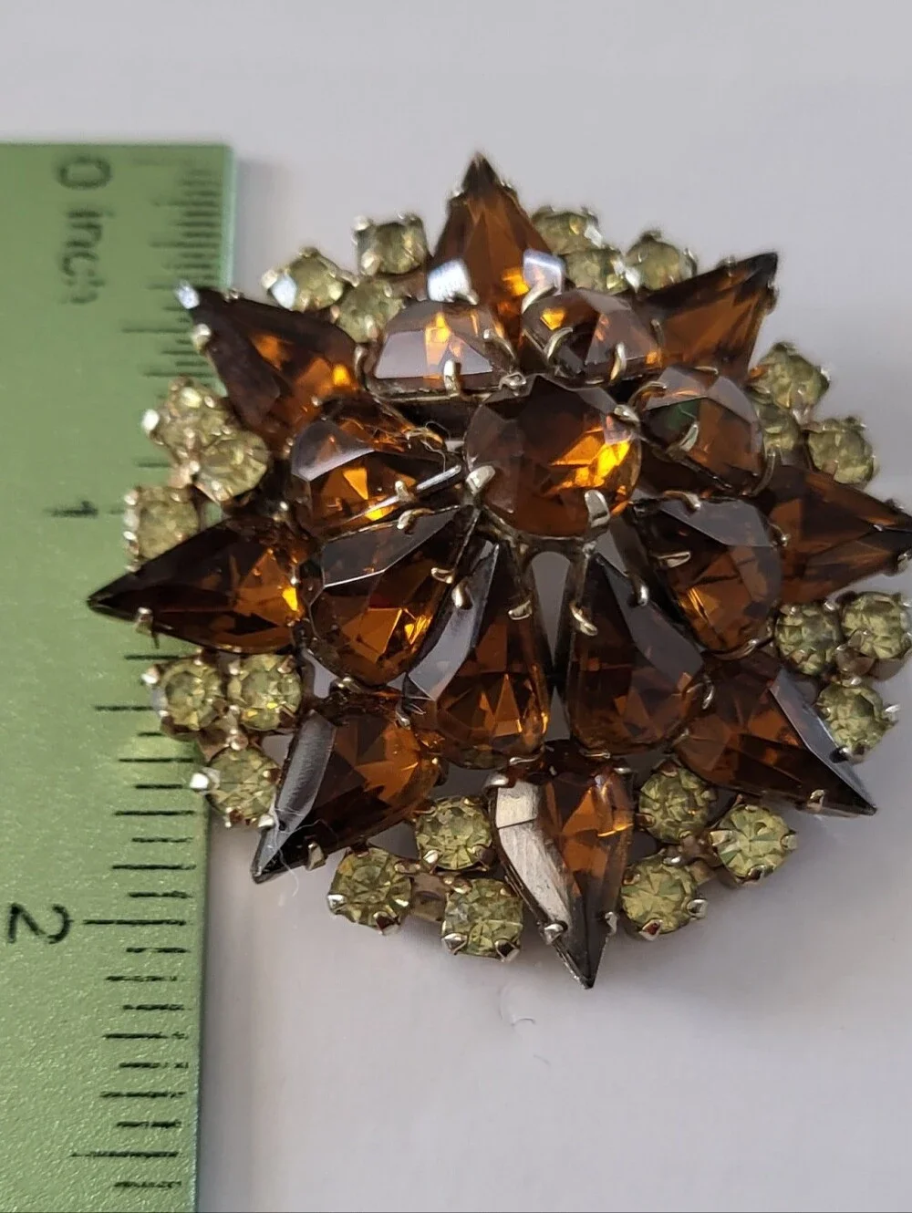 Vintage 50's  Brown Rhinestones Starburst Brooch